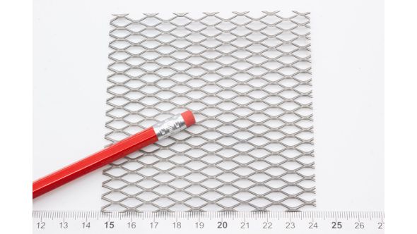 196S Sample - Small, Expanded Metal, Raised, Stainless Steel Mesh
