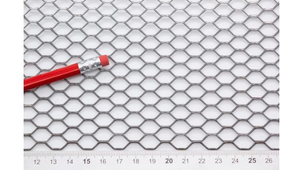 Hex1 Sample - Large, Expanded Metal, Raised, Steel Mesh